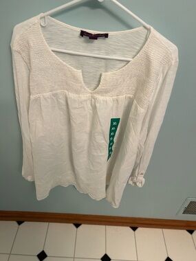 Gloria Vanderbilt White Gauzy Peasant Tunic